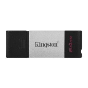 Kingston DataTraveler80 USB 3.2 Gen 1 Type-C Flash Drive, Up to 200MB/s Read (64GB, Metal) in Black/Silver