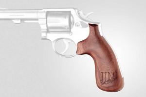 Hogue K Or L Square Butt Pau Ferro Wood Grip With Jm (Jerry Miculek) Logo