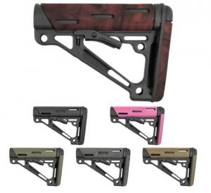 Hogue AR15/M16 OverMold Collapsible Buttstock, Fits Mil-Spec Buffer Tube, Ghillie Green Rubber 15840