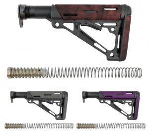 Hogue AR15/M16 OverMold Collapsible Buttstock Assy, w/ Mil-Spec Buffer Tube and Hardware, Ghillie Green Rubber 15845