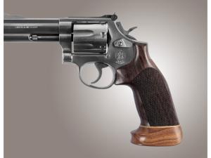 Hogue Fancy Hardwood Conversion Grips with Accent Stripe S&W K, L-Frame Round to Square Butt Oversize Checkered - 976849
