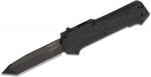 Hogue Compound OTF Automatic Knife - 3.5&quot; Plain Tanto Blade with Black G10 and Aluminum Handles