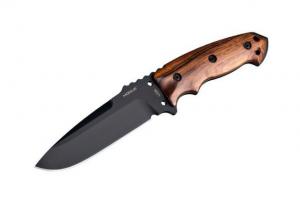 Hogue EX-F01 5 1/2in. Fixed Drop Point Blade A-2 Black Kote Wood Scales, Coco Bolo 35176