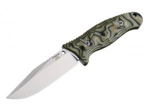 Hogue EX-F02 4.5in Fixed Clip Point Blade w/ Black Auto Retention Sheath, Tumbled Finish, G10 G-Mascus Green Scales, 35278