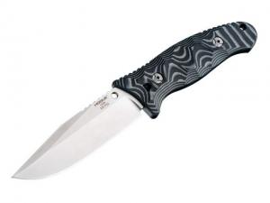 Hogue EX-F02 4.5in Fixed Clip Point Blade w/ Black Auto Retention Sheath, Tumbled Finish, G10 G-Mascus Black Scales, 35279