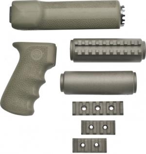 Hogue AK-47/AK-74 Standard Chinese and Russian, Kit, OverMolded Grip and Forend OD Green 74208