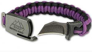 Outdoor Edge ParaClaw Black & Purple Small, PCK-90C, Paracord Survival Bracelet with 1.5 Inch Knife Blade, Black & Purple, Small Size