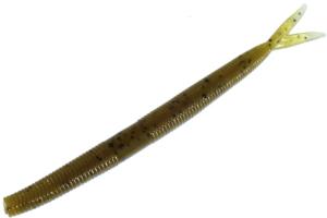 Zoom Fluke Stick Jr Bait, 10 Pack, 5in, Green Pumpkin, 126025