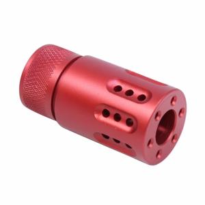 Guntec USA AR-15 Mini Slip Over Barrel Shroud w/ Multi Port Muzzle Brake, 5.56mm, 1/2-28, Anodized Red, 1326-MB-P-MINI-RED