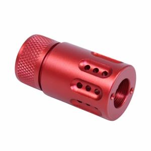 Guntec USA AR .308 Mini Slip Over Barrel Shroud w/Multi Port Muzzle Brake, Red, 1326-MB-P-MINI-308-RED
