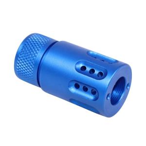 Guntec USA AR .308 Mini Slip Over Barrel Shroud w/Multi Port Muzzle Brake, Blue, 1326-MB-P-MINI-308-BLUE