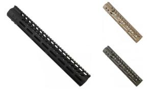 Guntec USA .308 Caliber Ultra Lightweight Thin M-LOK System Free Floating Handguard w/Monolithic Top Rail, 15in, Anodized Clear, GT-15MLK-308-CLEAR