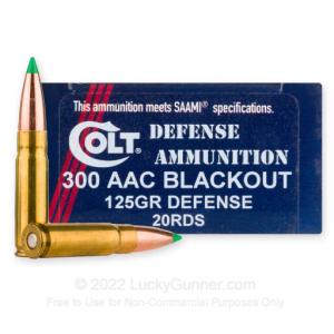 Colt Defense .300 Blackout Ammunition 20 Rounds Bonded SP 125 Grains