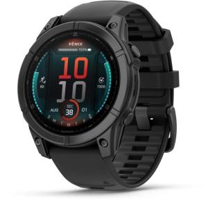 Garmin fenix E AMOLED 47mm GPS Watch, Slate Gray Steel with Black Silicone Band, 010-03025-03