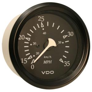 VDO Allentare Black 35MPH 3-3/8 85mm Pitot Speedometer - Black Bezel, 260-11796