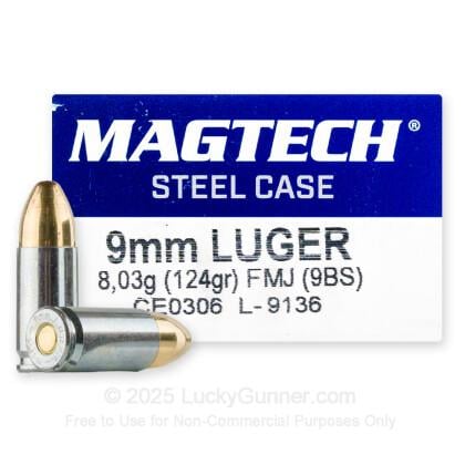 Magtech 9mm Ammo 124 Grain FMJ Steel 1000 Rounds