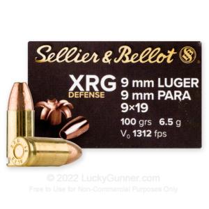 Sellier & Bellot XRG Defense 9mm Luger Ammunition 25 Rounds Copper HP 100 Grain