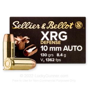 Sellier & Bellot XRG Defense 10mm Auto Ammunition 25 Rounds Copper HP 130 Grain