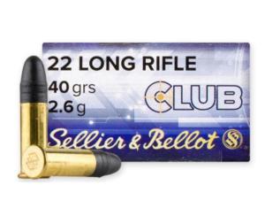 Sellier & Bellot Rimfire Ammunition 22 Long Rifle, Lead Round Nose, 40 Gr, 1070 fps, 50 Rd/bx