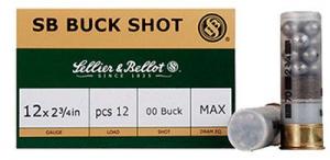 Sellier & Bellot Buckshot Shotshells - 12 Gauge - 1 Buck - 25 Rounds - 2.75''