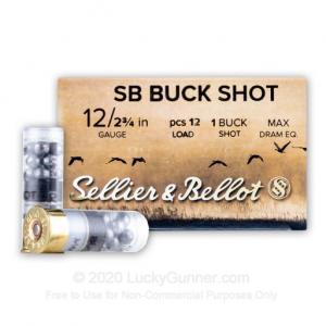 12 Gauge - 2-3/4" 1-1/8oz. #1 Buckshot - Sellier & Bellot - 250 Rounds