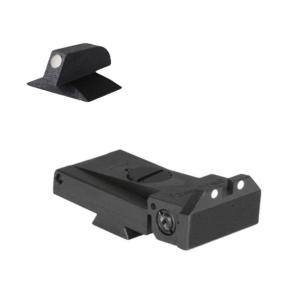 Kensight Springfield Adjustable Arctic White Dot Rear Sight, Serrated, Beveled Corners w/ 0.200in Tall Arctic White Dot Ramped, Contoured Profile, Black, 971056