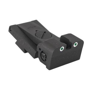 Kensight Bomar BMCS Tritium Adjustable Rear Night Sight, w/Arctic White Outlines, Serrated, Rounded Blade, Black, 860093