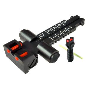 Kensight AKM Adjustable Tangent Rear Sight, Green Fiber Optic Rods 2 Dot, Large Diameter 1.5mm Red Fiber Optic Rod, Black, 960963