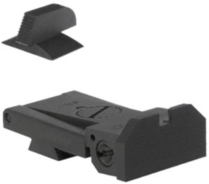 Kensight Bomar BMCS Beveled Blade, Adjustable Target 1911 Rear Sight w/ 0.200in Tall, Serrated 1911 Front Sight, Contoured Profile, Black, 970005
