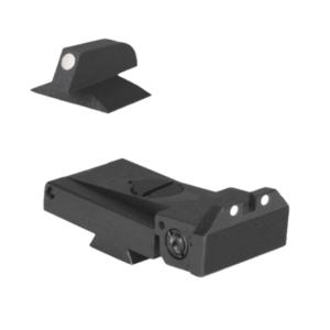 Kensight LPA TRT Arctic White Dot, Adjustable Target 1911 Rear Sight, Serrated, Beveled Blade, w/ 0.200in Tall, 1911 White Dot Front Sight, Contoured Profile, Black, 970056