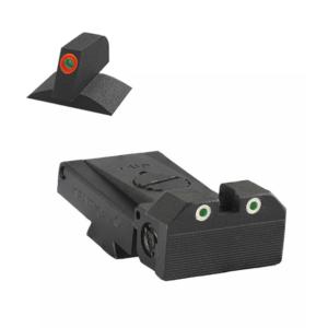 Kensight LPA TRT Tritium Adjustable Rear Night Sight, w/Arctic White Outlines, Serrated, Beveled Blade, w/ 0.200in Tall Contoured, ProGlo Lumi-Orange, Black, 980255
