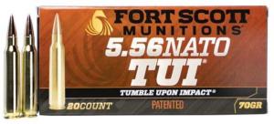 Fort Scott Munitions .5.56 NATO 70 Grain CNC Machined Copper Brass Rifle Ammo, 20 Rounds, 556-070-SCV
