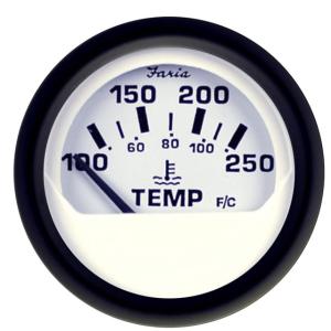 Faria Beede Instruments White 2 Water Temperature Gauge 100-250F Euro, 12904