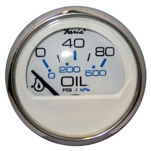 Faria Beede Instruments Chesapeake White SS 2 Oil Pressure Gauge - 80 PSI, 13802