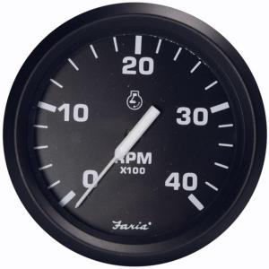 Faria Beede Instruments Euro Black 4 Tachometer - 4,000 RPM Diesel - Magnetic Pick-Up, 32803