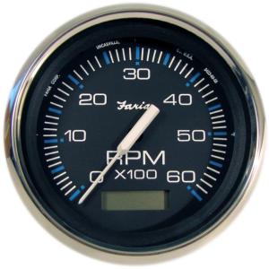 Faria Beede Instruments Chesapeake Black SS 4 Tachometer w/Hourmeter - 6,000 RPM Gas - Inboard, 33732