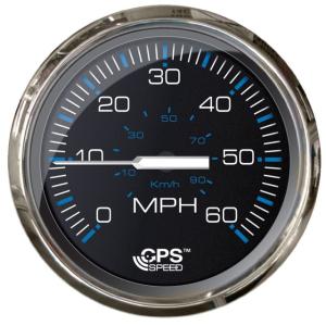 Faria Beede Instruments Chesepeake Black SS 4 Studded Speedometer - 60MPH GPS, 33749