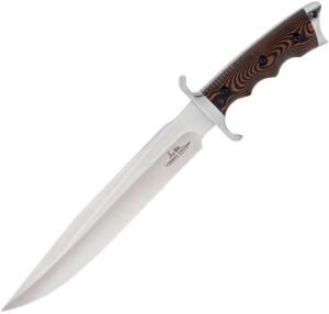 Gil Hibben Tundra Toothpick Fixed Blade Knife, 9.38in, Satin 420HC Stainless Blade, Black/Orange Micarta Handle, Boxed, GH5122