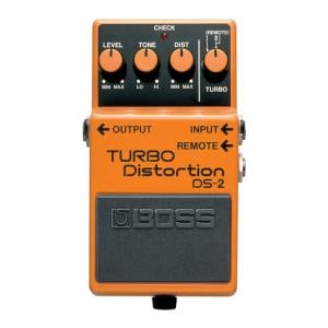 Boss DS-2 Turbo Distortion Pedal with Handsfree Switching Twin Modes and Built-In Remote Jack in Orange