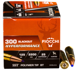 Fiocchi 300BLKHA Hyperformance 300 Blackout 125 gr 2200 fps Super Shock Tip 25 Per Box/ 20 Cs - 100 Rounds - Free Shipping!