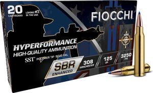 Fiocchi Hyperformance Rifle Ammunition 308SBRA, 308 Win, Super Shock Tip, 125  GR, 3250  fps, 20 Rd/bx