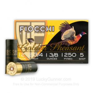 12 Gauge - 2-3/4" 1-3/8 oz. #5 Nickel Plated Lead Shot - Fiocchi Golden Pheasant - 250 Rounds