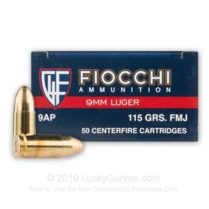 9mm - 115 Grain FMJ - Fiocchi - 1000 Rounds