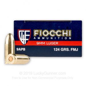 9mm - 124 Grain FMJ - Fiocchi - 1000 Rounds