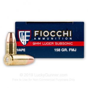 9mm - 158 gr FMJ Sub-Sonic - Fiocchi - 1000 Rounds