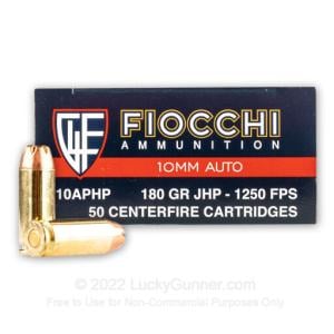 10mm Auto - 180 Grain JHP - Fiocchi - 500 Rounds