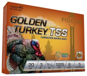 Fiocchi Golden Turkey TSS, 20 Gauge 1 3/8 oz 3 in 9 Shot Centerfire Shotgun Ammunition, 5 Rounds, 203TSS9