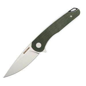 Eikonic Dromas Folding Knives, 3.25in, D2 Steel w/ Rockwell Hardness of 59-60, Micarta Handle, Stonewash/Green, 441SGN