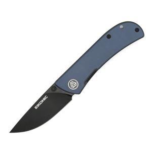 Eikonic Fairwind Folding Knives, 2.72in, D2 Steel w/ Rockwell Hardness of 59-60, G10 Handle, Black/ BlueGrey, 220BGY