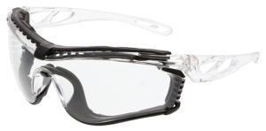 MCR Safety Checklite CL5 Series Safety Glasses, UV-AF Anti-Fog Lens, Removable Closed Cell Foam Gasket, Earplug Retaining Technology, Temples Hold Earplug Cord in Place, Clear, One Size, CL510AF
